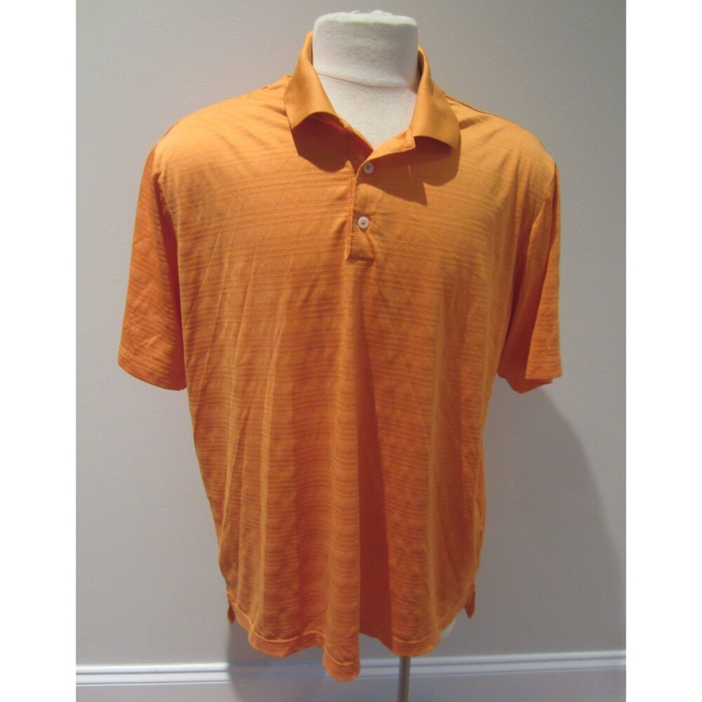 MENS 2XL ADIDAS ORANGE STRIPED POLO GOLF SHIRT SIZE LARGE